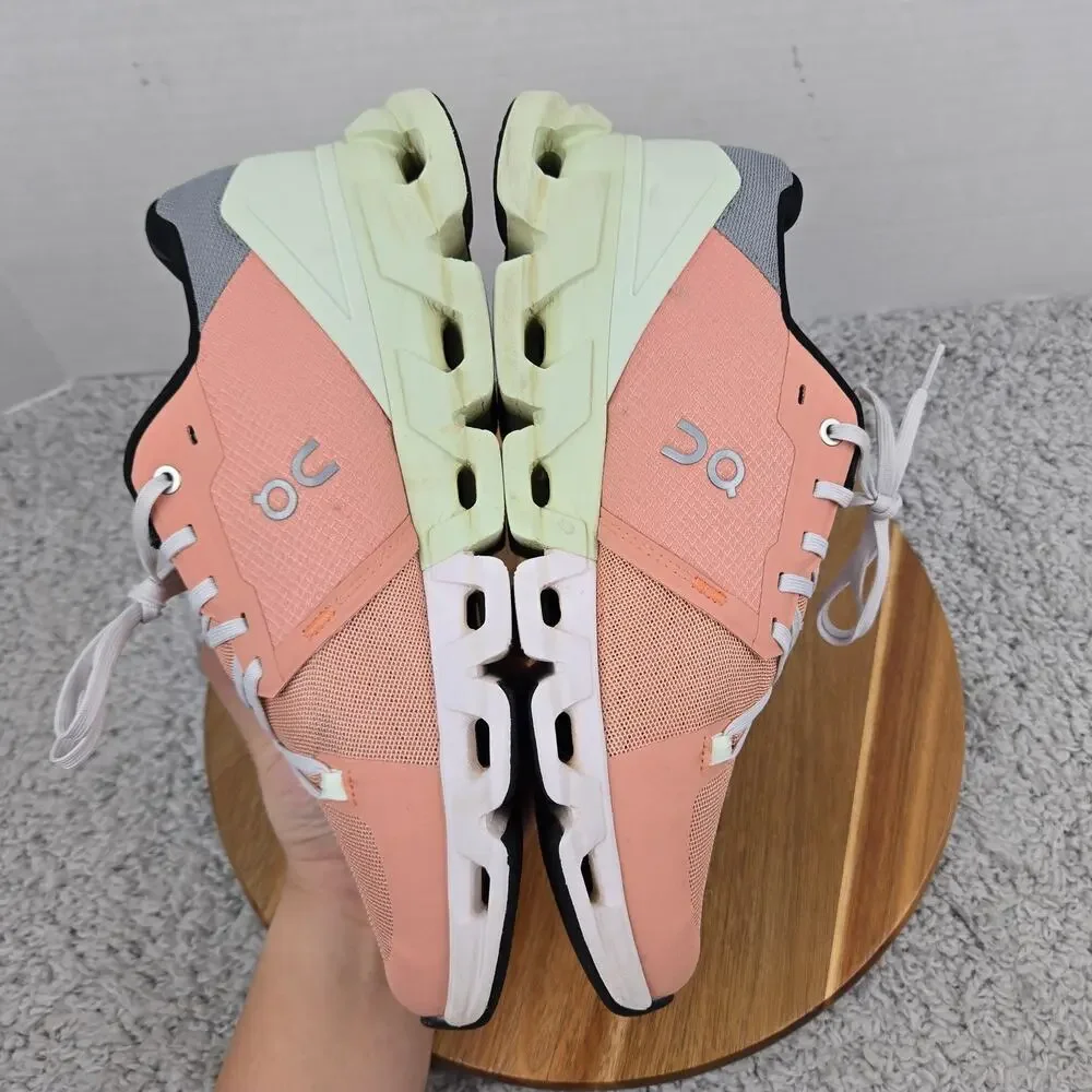 On Running Womens 10 Cloudflyer 4 Peach Aloe Athletic Casual Daily Running Shoe - Picture 8 of 13